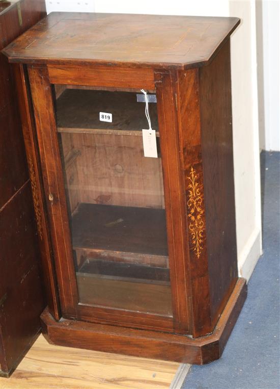 A Victorian walnut and marquetry music cabinet W.52cm